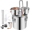Moonshine Still Stainless Steel Water Alcohol Distiller Copper Tube With Circulating Pump Home Brewing Kit Build-in Thermometer for DIY Whisky Wine Br