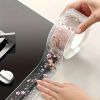 2 Rolls Floral Waterproof Seam Tape – Decorative Pink Flower Design for Sink, Toilet & Stove Edge Sealing (118.11 Inch/Roll)