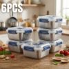 Yakimoto 2/4/6/8/10 PCS Extra-Large Stainless Steel Food Storage Containers With Blue Lids - Deep Design, Airtight Seal