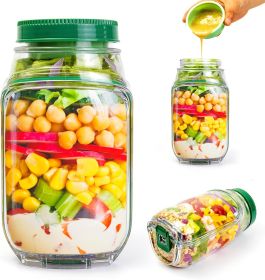 Salad To Go Food Container – Durable Food Grade Salad Jar with Side Opening – Anti-Sogging Food Containers for Lunch (Quantity: Salad Containers Green-1PACk)