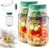 Salad To Go Food Container – Durable Food Grade Salad Jar with Side Opening – Anti-Sogging Food Containers for Lunch