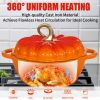 Pumpkin Dutch Oven 4.5 QT With Lid Cyan Enamel Cast Iron Cooking Pot Shape Soup Pot Serves 3-5 Christmas Thanksgiving Decor Gift